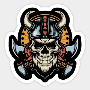 Vintage Vikings Skull Art Sticker